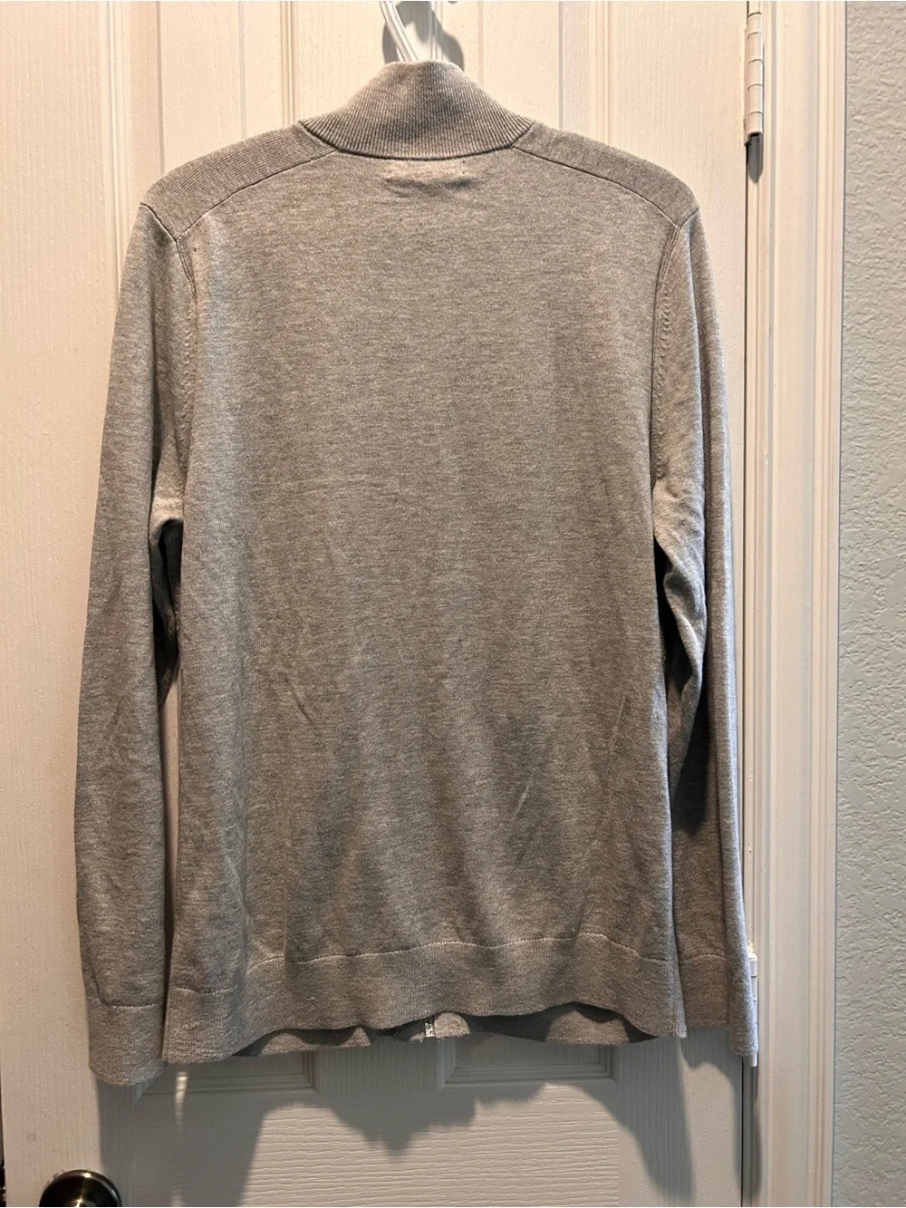 Banana Republic Gray Textured Full-Zip Knit Sweater